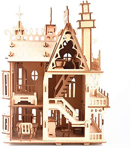 CUTEROOM 3D Puzzle House, Fantasy Villa Model Kit DIY Miniature Dolls House Kits Birthday Gift for Adults Teens (Fantasy Villa) - Image 3
