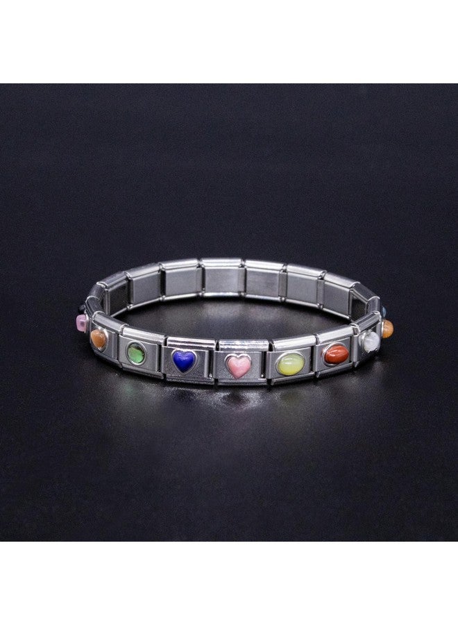 Fablinks Italian Charm Bracelet Charms, Semiprecious Stone Charms, 9Mm Stainless Steel Links Bracelets Jewelry For Women (Paua Shell Oval) - Image 3