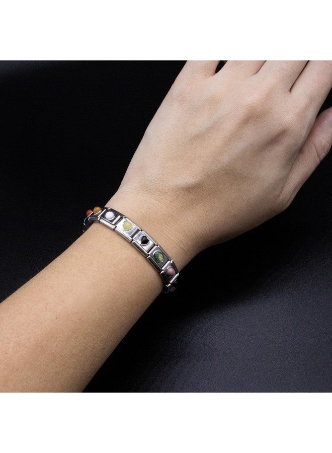 Fablinks Italian Charm Bracelet Charms, Semiprecious Stone Charms, 9Mm Stainless Steel Links Bracelets Jewelry For Women (Paua Shell Oval) - Image 4