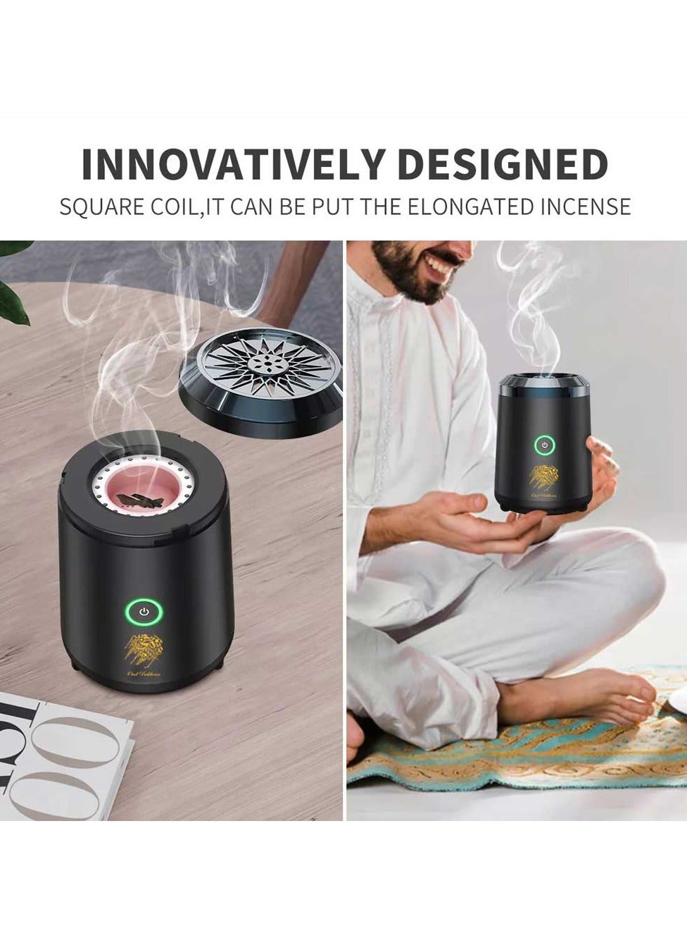 Electric USB Rechargeable Bakhoor Incense Burner - Image 6