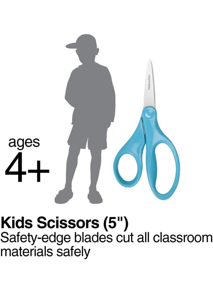 Fiskars Fiskars Kids 3Piece School Set with NonStick Scissors Ruler and Pencil Sharpener Fun Ice Cream Pattern School Supplies for Ages 4  - Image 3