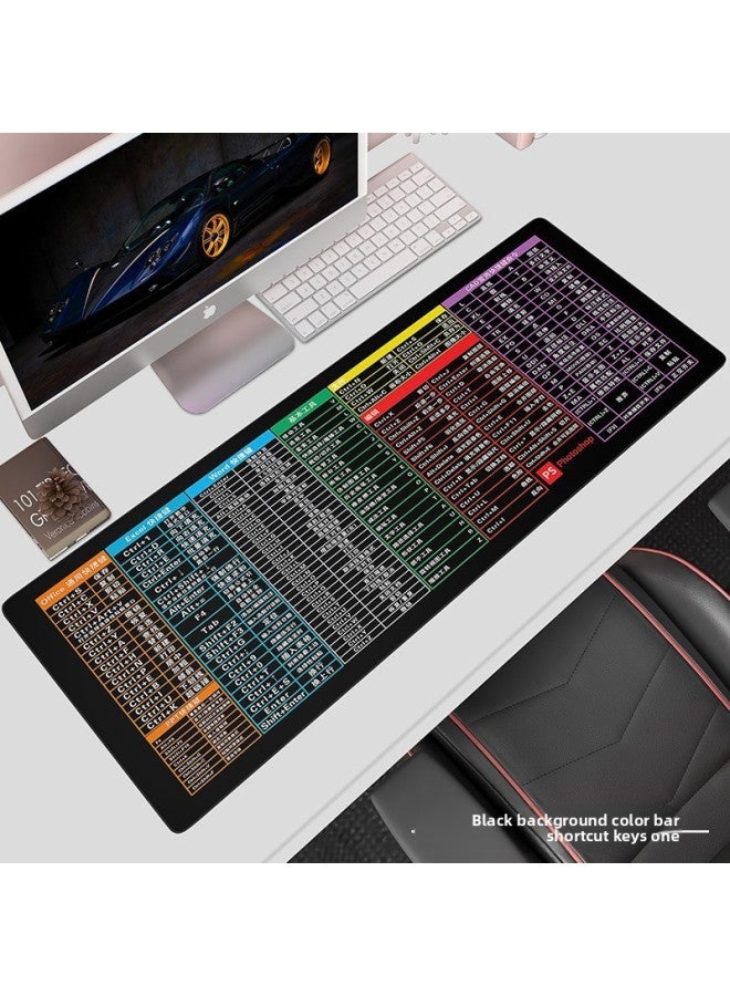 Oversized Mouse Pad Computer Desk Pad Cad Office Shortcuts Complete PS Wristband Desktop Keyboard Pad-Color:✿❀▷500x1000mm-3mm-Pattern:✿❀▷【quick Key Collection (black Color Bar)】