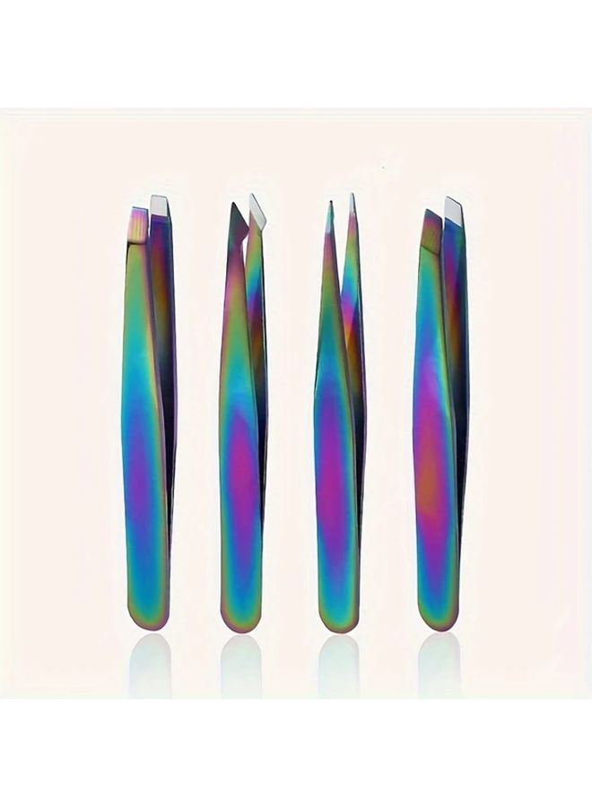 4 Piece Set Stainless Steel Eyebrow Tweezers For Precise Hair Removal Women Men - Image 1