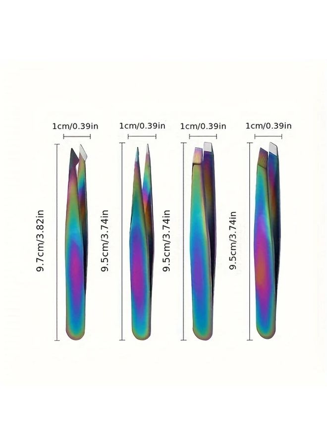 4 Piece Set Stainless Steel Eyebrow Tweezers For Precise Hair Removal Women Men - Image 4
