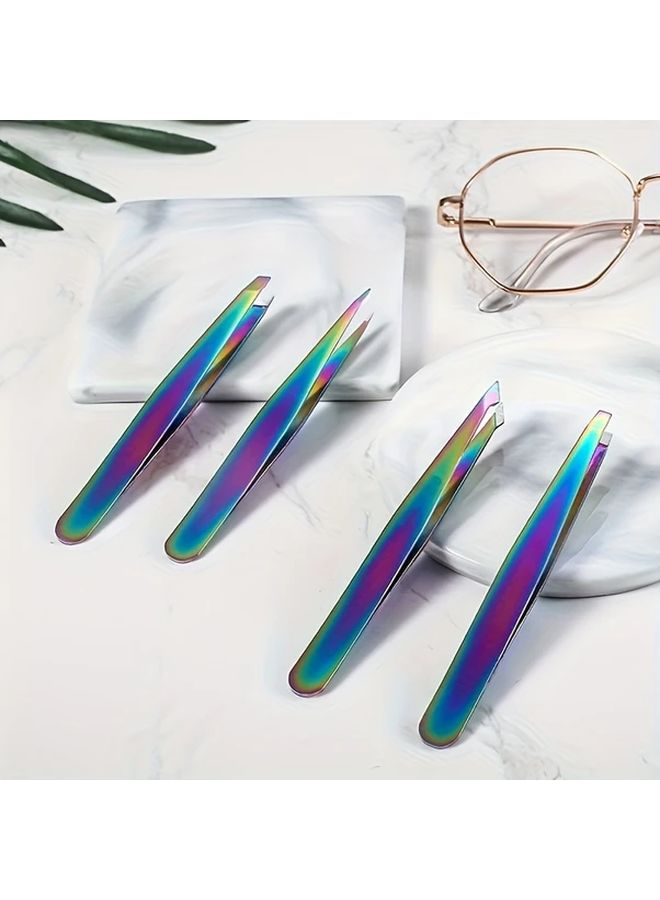 4 Piece Set Stainless Steel Eyebrow Tweezers For Precise Hair Removal Women Men - Image 5