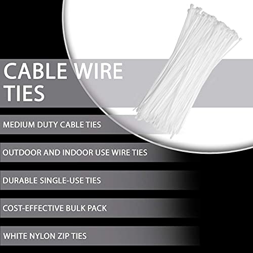 SCHOFIC Cable Zip Ties Heavy Duty 250 MM, Ultra Strong Plastic [POLYAMIDE] Wire Ties with 49 Pounds Tensile Strength, Nylon Tie Wraps with 3.6 MM Width in Indoor and Outdoor -BLACK (WHITE, 50) - Image 2