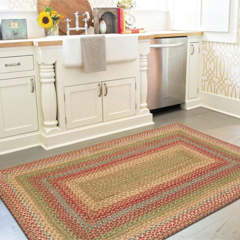Azalea Multi Color Jute Braided Rug 20x30 Rectangle  Perfect Country Primitive Decor for Kitchen Entryway Everywhere