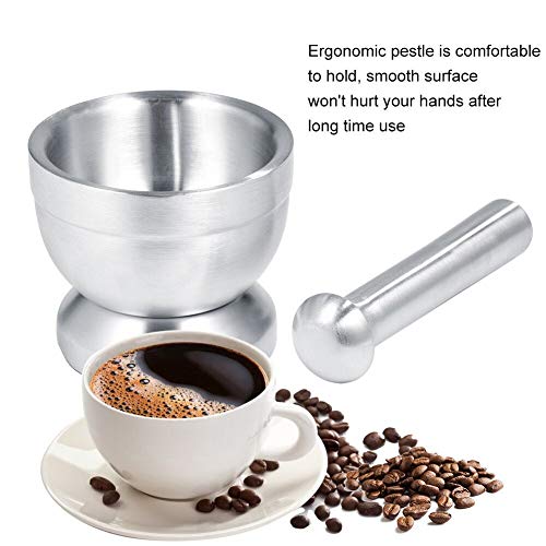 EMNDR Kitchen Food Tools Stainless Steel Manual Garlic Spice Tamping Rammer Mortar Pestle Mill Grinder Crushing Bowl with Cover Garlic Spice Bean fine Grinder Kitchen Tool Accessories - Image 5