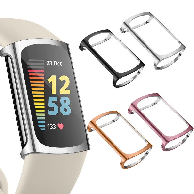 Meliya 4 Pack Screen Protector Compatible with Fitbit Charge 6/Charge 5(NOT for Charge 4/3),TPU All-Around Protective Case Cover Rugged Bumper Shell Accessories for Charge 6/5 Smartwatch - Image 1