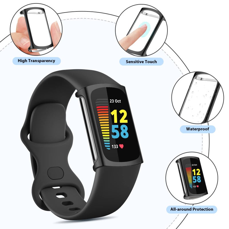 Meliya 4 Pack Screen Protector Compatible with Fitbit Charge 6/Charge 5(NOT for Charge 4/3),TPU All-Around Protective Case Cover Rugged Bumper Shell Accessories for Charge 6/5 Smartwatch - Image 4
