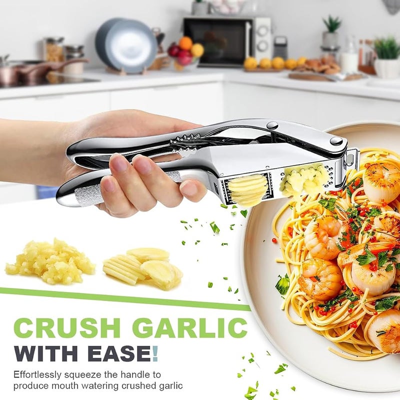 بايبي Pyebe Kitchen Garlic Presser، مطحنة ثوم من الفولاذ المقاوم للصدأ 2 في 1، مطحنة ثوم ذات وظيفتين مع مقبض مانع للانزلاق، أداة محترفة لعصر الثوم للاستخدام المنزلي - Image 2