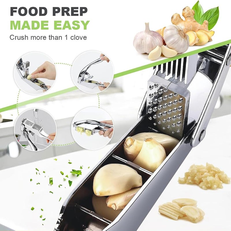 بايبي Pyebe Kitchen Garlic Presser، مطحنة ثوم من الفولاذ المقاوم للصدأ 2 في 1، مطحنة ثوم ذات وظيفتين مع مقبض مانع للانزلاق، أداة محترفة لعصر الثوم للاستخدام المنزلي - Image 4