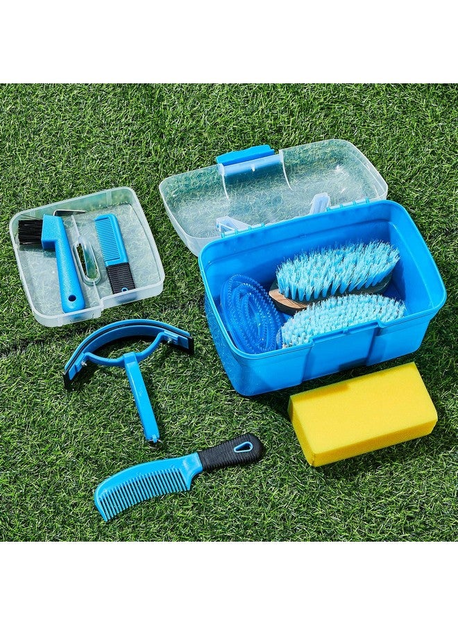 Cunhill 9 Pieces Horse Grooming Kit Tack Room Supplies Set with Organizer Tote Box, Oval Massage Curry, Hard and Soft Brush, Hoof Pick, Sweat Scraper, Bathing Sponge, Combs for Horse Riders Beginners - Image 5