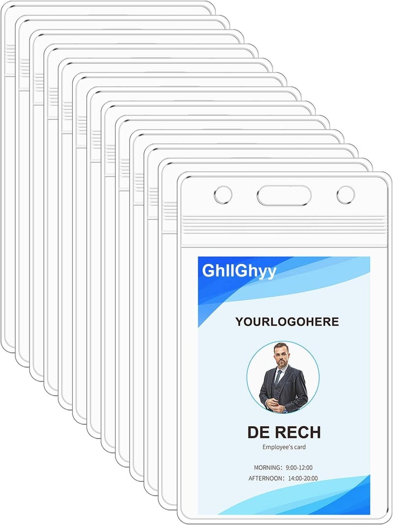 NSSP Vertical Clear Waterproof ID Card Holders/Badge Holder for School, Office/Holder with Sealable Zip Name Tag Badge (Pack of 50, Transparent Vertical) B002 - Image 1