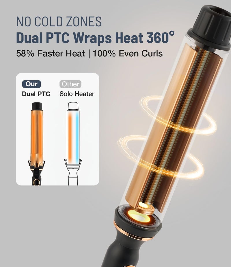 ORYNNE Titanium 2 Inch Curling Ironï¼ŒExtra-Long Barrel for Long Hair, Curling Iron 2 Inch with Dual PTC Heater, 12 Heat Settings Big Barrel Curling Irons, 60 Mins Auto-Off & Dual Voltage - Image 4