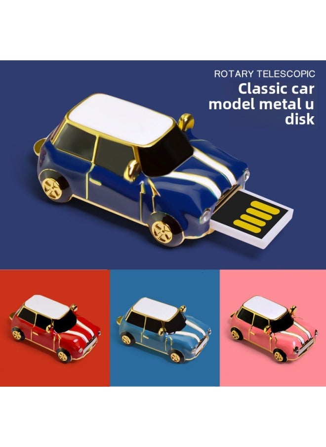 Direct Retro Birthday Gift Metal Creative USB Flash Drive Creative Personality Mobile Storage Disk Classic Car USB Flash Drive-Color:Blue-Capacity:256MB  - Image 2