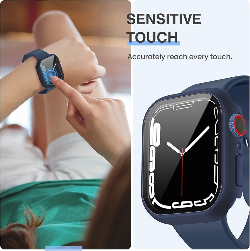 Tensea [3PCS for Apple Watch Screen Protector Case 44mm SE 3/SE 2rd Generation/SE/Series 6/5/4 Accessories, iWatch Protective Face Cover for Women Men, Bumper Tempered Glass for iPhone Watch 44 mm - Image 5
