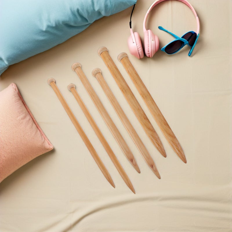 6pcs Jumbo Knitting Needles For Diy Blankets Thick Yarn Crafts Beginner 35cm Straight Needles Portable Hand Knitting Tool For Diy Projects - Image 4