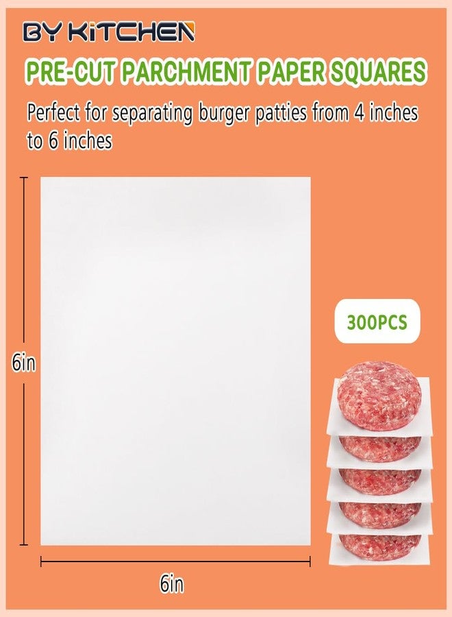 BYKITCHEN Parchment Paper Squares, Set of 300, 6 x 6 Inch Hamburger Patty Paper, Non Stick Patty Paper for Smash Burger Press, Burger Patty Maker, Separating Freezing & More - Image 2