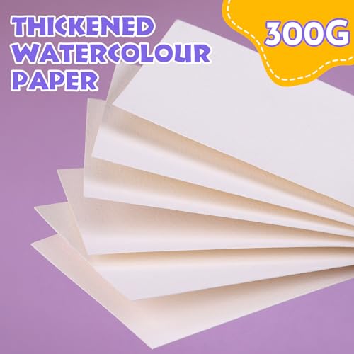 AROIC 50 Sheets Watercolor Paper Bulk, 6 Sizes 9" x 12",8" x 10",8" x 8" etc.(300 GSM), White Water Color Paper for Kids, Adults, Artists, Painting & Craft Paper, Watercolor Paper, Drawing Supplies - Image 4