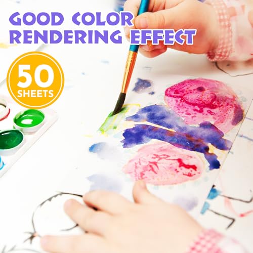 AROIC 50 Sheets Watercolor Paper Bulk, 6 Sizes 9" x 12",8" x 10",8" x 8" etc.(300 GSM), White Water Color Paper for Kids, Adults, Artists, Painting & Craft Paper, Watercolor Paper, Drawing Supplies - Image 3