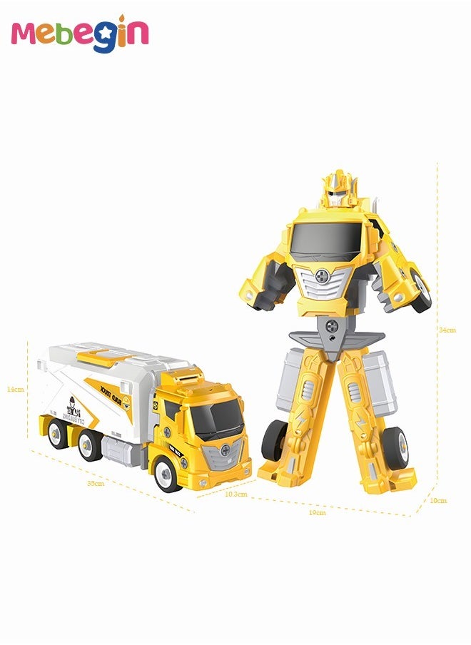 MEBEGIN 3 in 1 Robot Transforming Truck Toy Set with Road Barrier Traffic Signs, Transforming Engineering Car Assembled Toy, Transforming Container Truck, DIY Outdoor Construction Toys for Kids, Perfect Gift for Kids  - Image 5