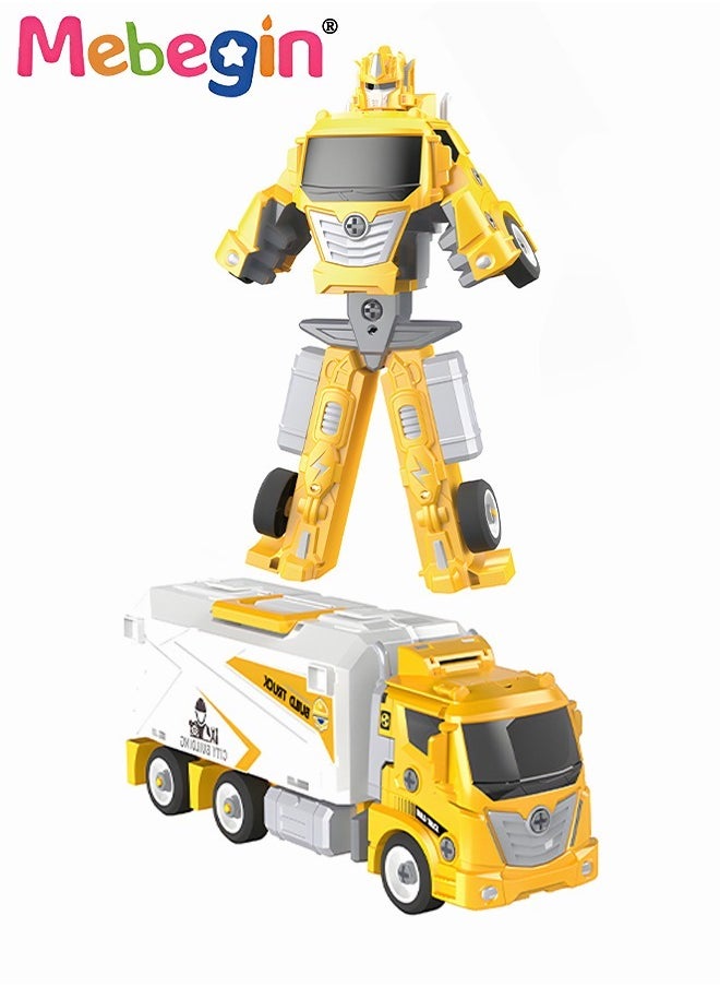 MEBEGIN 3 in 1 Robot Transforming Truck Toy Set with Road Barrier Traffic Signs, Transforming Engineering Car Assembled Toy, Transforming Container Truck, DIY Outdoor Construction Toys for Kids, Perfect Gift for Kids  - Image 2