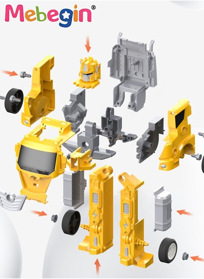 MEBEGIN 3 in 1 Robot Transforming Truck Toy Set with Road Barrier Traffic Signs, Transforming Engineering Car Assembled Toy, Transforming Container Truck, DIY Outdoor Construction Toys for Kids, Perfect Gift for Kids  - Image 4
