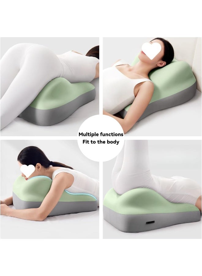 WALALLA 3-in-1 Leg Elevation & Lumbar Support Pillow - Orthopedic Sleeping Cushion for Bed, Sofa & Travel | Portable Body Pillow for Camping, Post-Surgery & Back Pain Relief (Memory Foam, Green Grey) - Image 3