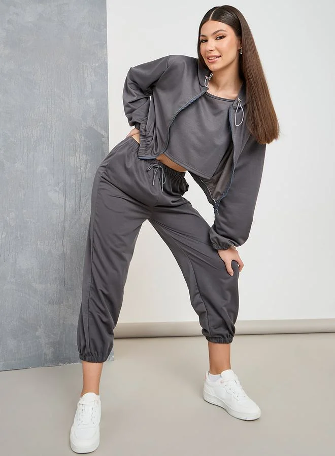 Take Two Set of 3 - Zip Up Jacket, Cami & Cuffed Jogger