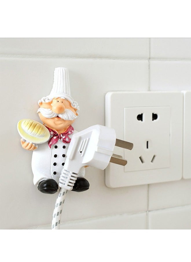 Generic 2Pcs Power Plug Hooks Cartoon Plug Power Cord Storage Hooks Fat Chef Wall Decor Organiser for Home Kitchen Garden Garage Organizing  - Image 3