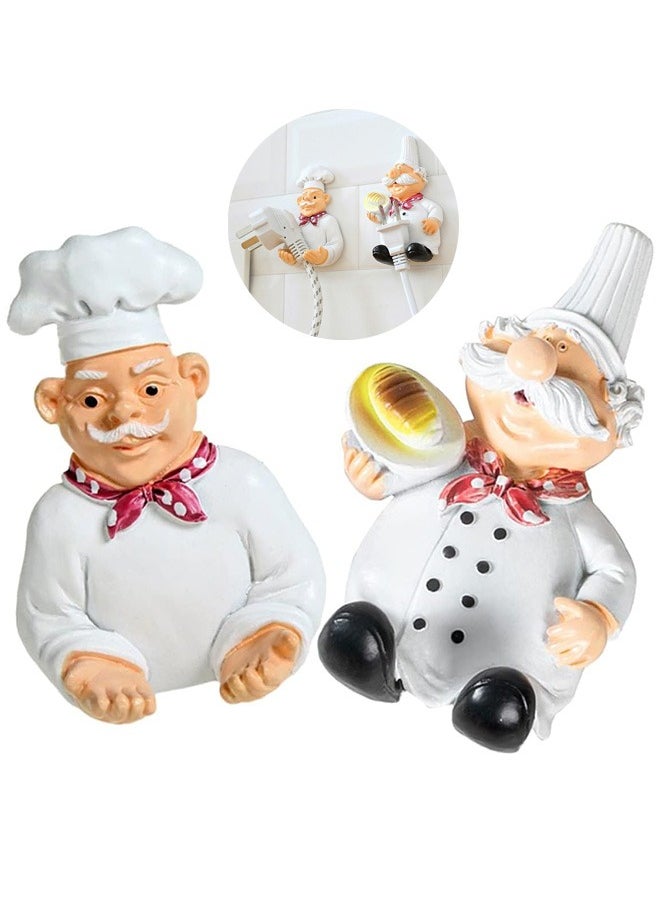 Generic 2Pcs Power Plug Hooks Cartoon Plug Power Cord Storage Hooks Fat Chef Wall Decor Organiser for Home Kitchen Garden Garage Organizing  - Image 1