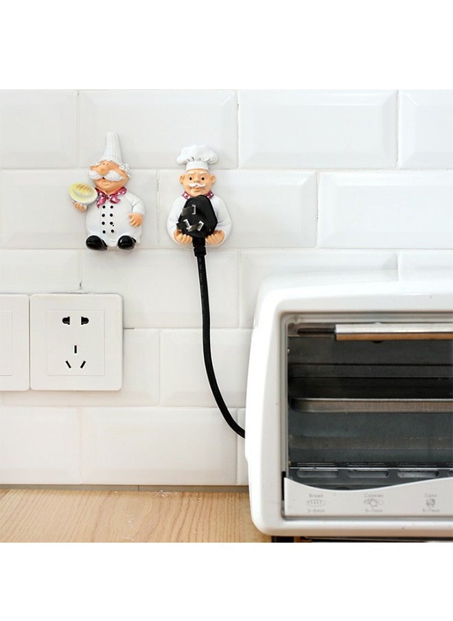 Generic 2Pcs Power Plug Hooks Cartoon Plug Power Cord Storage Hooks Fat Chef Wall Decor Organiser for Home Kitchen Garden Garage Organizing  - Image 4