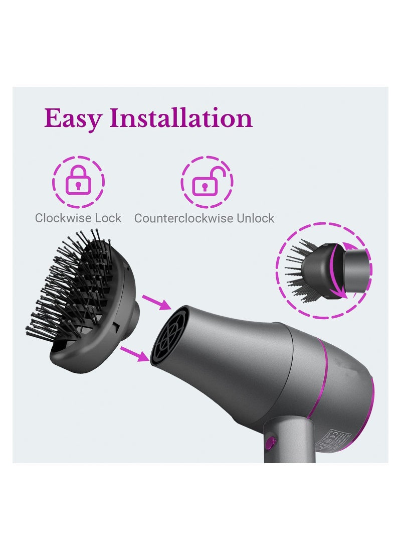 3-in-1 Professional Compact Hair Dryer with Comb & Volumizer Brush & Nozzle Attachment
