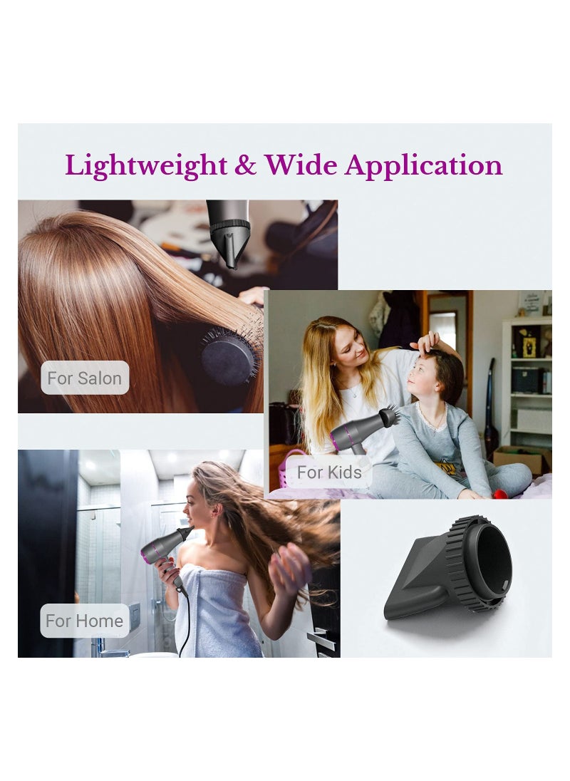 3-in-1 Professional Compact Hair Dryer with Comb & Volumizer Brush & Nozzle Attachment