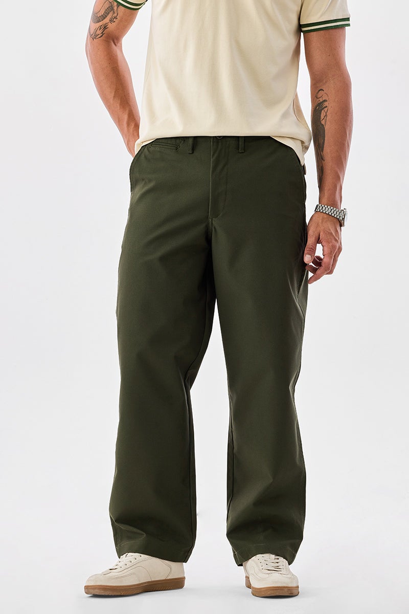 SNITCH Olive Loose Fit Trousers - Image 1