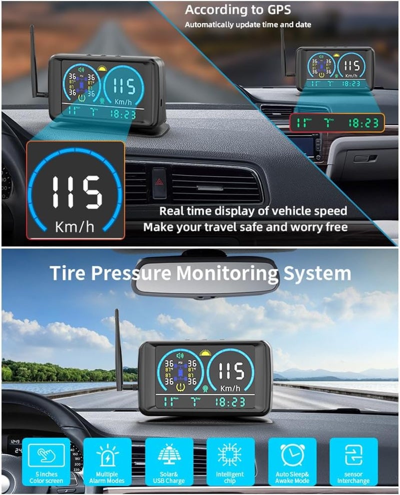 Eacam Tire Pressure Monitoring System with 4 Sensors 4 Alarm Modes Solar RV TPMS for RV Light Trucks and Small Cars - Image 3