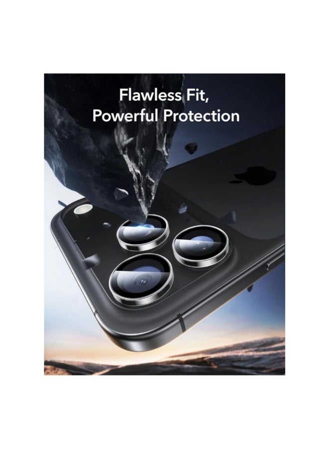 أكاليكس واقي عدسة الكاميرا لهاتف iPhone 17 Pro Max، غطاء حلقي فردي من الزجاج المقوى بدرجة صلابة 9H، صينية سهلة التركيب، شفاف عالي الوضوح | شفاف - Image 2