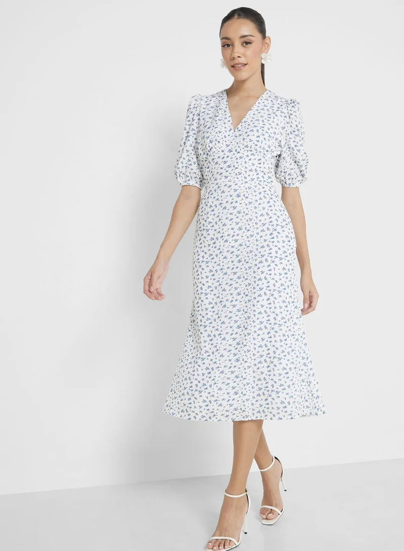 ELLA Floral Print Midi Dress