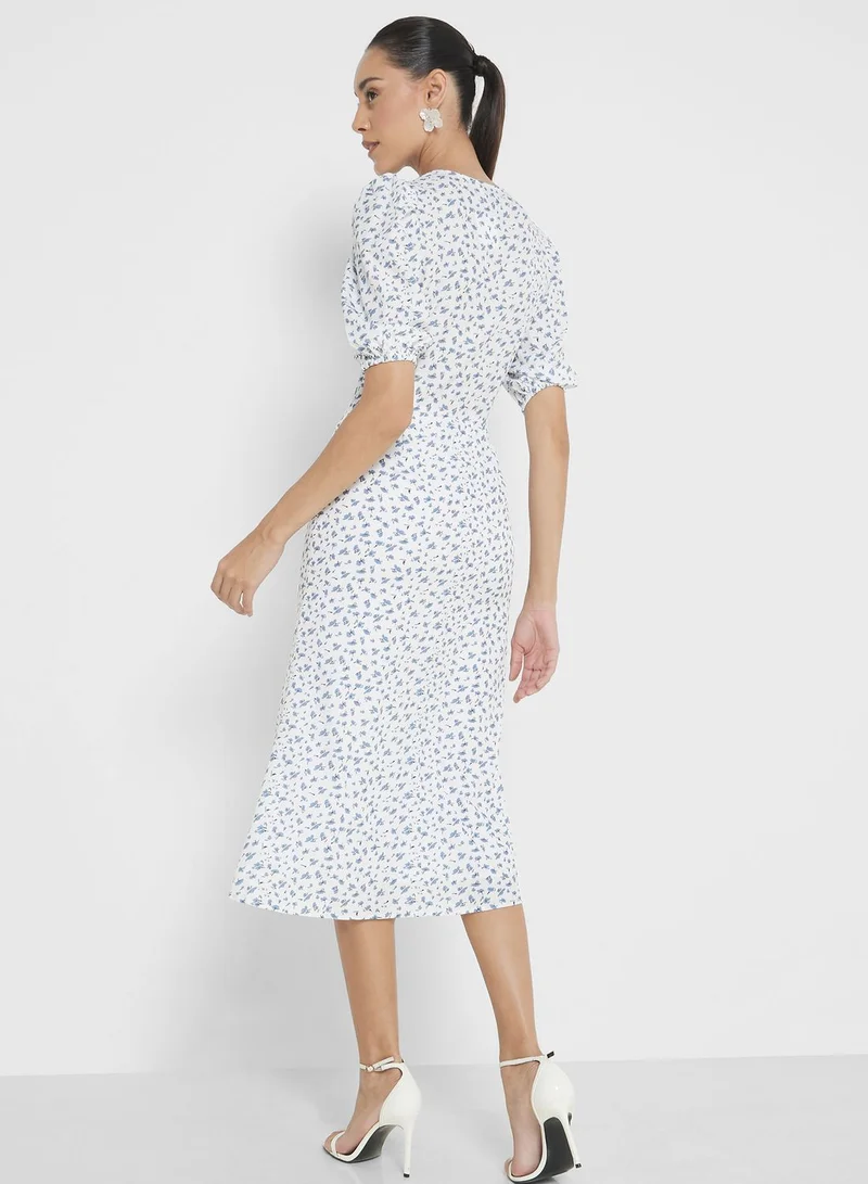 ELLA Floral Print Midi Dress