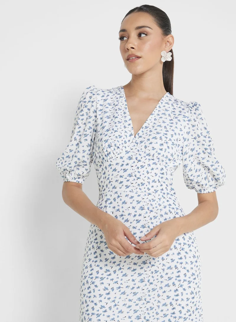 ELLA Floral Print Midi Dress