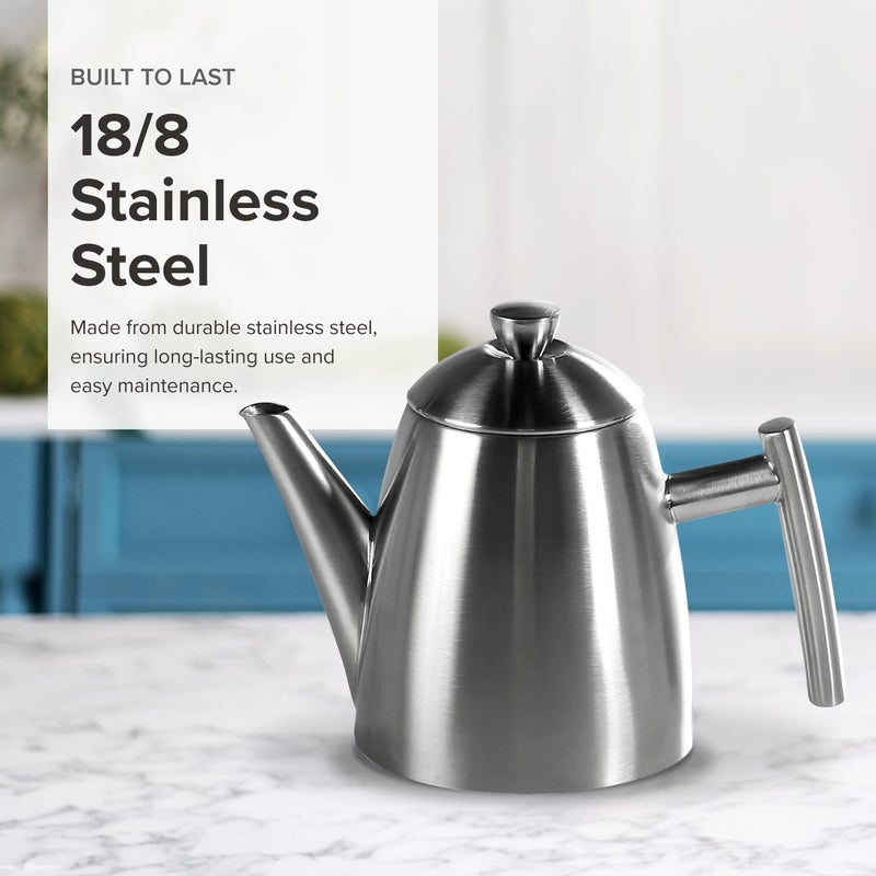 Frieling USA 18/8 Stainless Steel Teapot with Infuser, Tea Warmer with Teapot Infuser for Loose Tea, 14 Ounces - Image 5