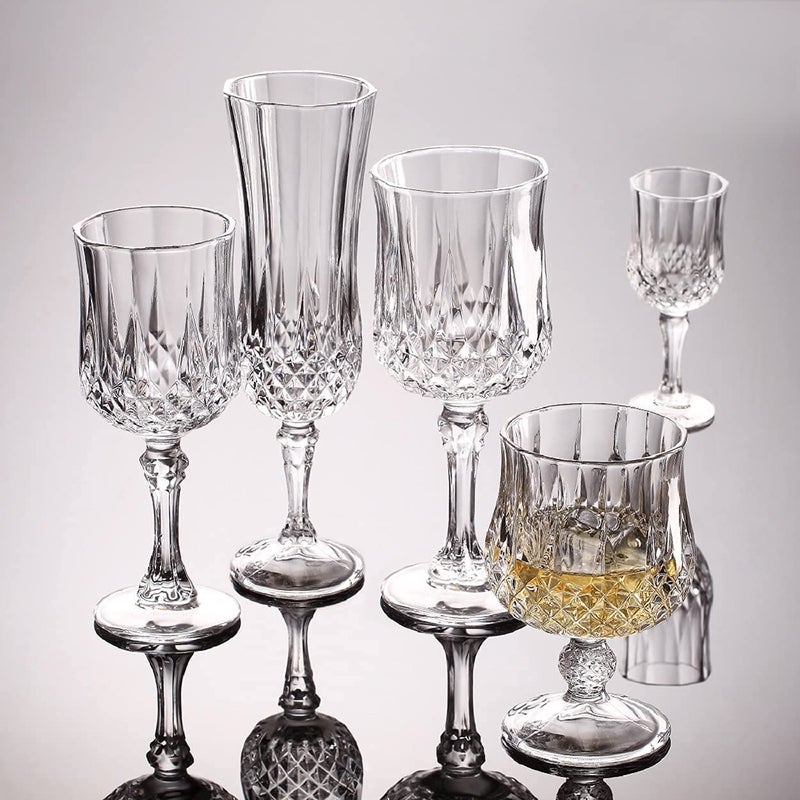 NVRA 190ml Premium and Stylish Crystal Champagne Glass Vintage Diamond Cut Design Long Champagne Wine Glass with Elegant Flutes Stem Clear_185ml Set of 6 - Image 4