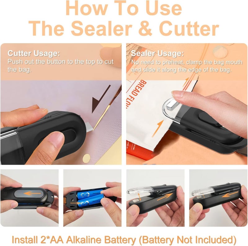 BLAPOXE Bag SealerTransparent Handheld Heat Sealing Machine2 in 1 Heat Sealer and CutterBag SealerKitchen Gadget Bag Resealer for Snack Fruits Cookies Fresh - Image 5