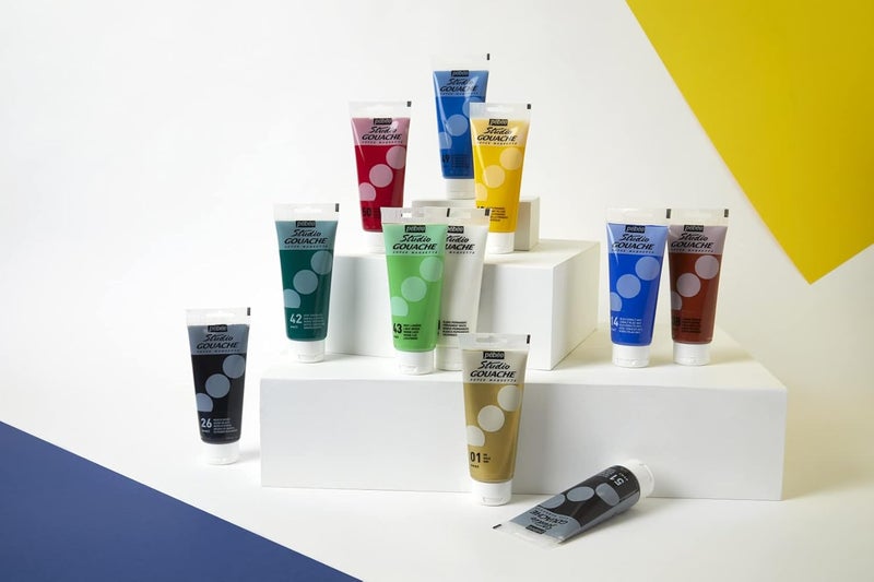 PEBEO Studio Gouache Paint, 220 ml, Lemon Yellow - Vibrant Matte Finish for Artists - Image 3