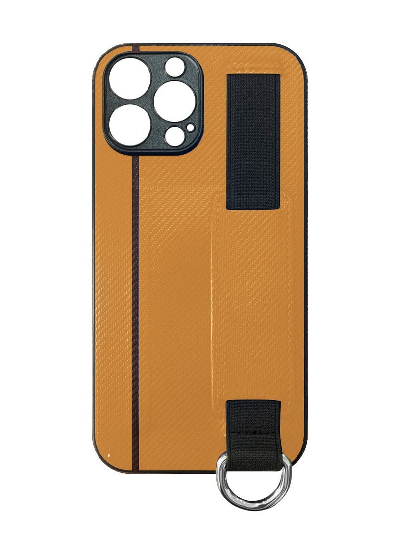 CATANES iPhone 13 Pro Max Case Cover with Hand Strap Finger Grip Loop and Card Holder Slot Mustard Yellow  - Image 3