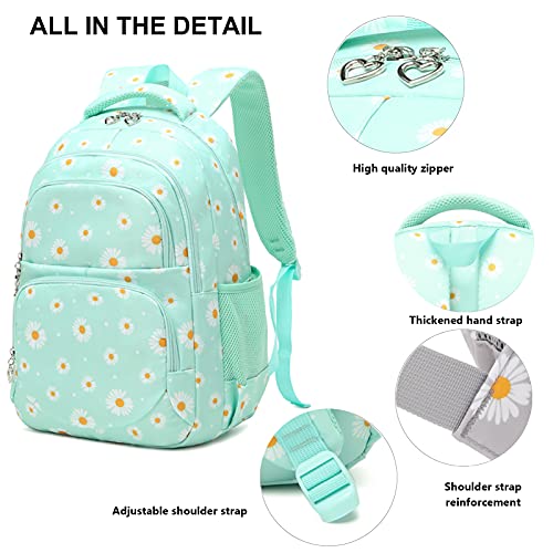 goldwheat Daisy Printed Backpacks With Lunch Pack Pencil Case 3pcs, Lightweight Water Resistant Bookbag For Middle School - Image 3