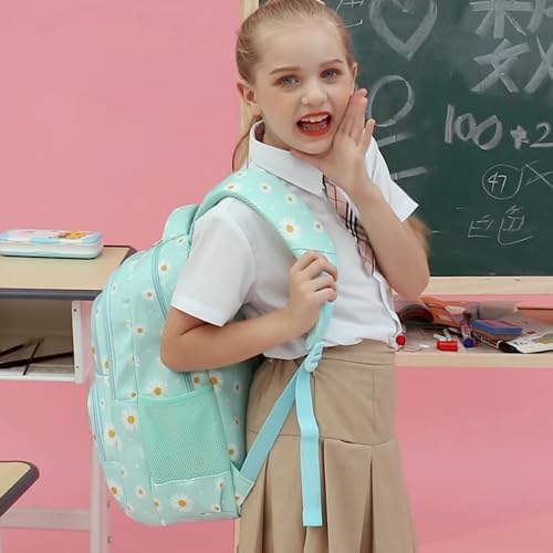 goldwheat Daisy Printed Backpacks With Lunch Pack Pencil Case 3pcs, Lightweight Water Resistant Bookbag For Middle School - Image 4