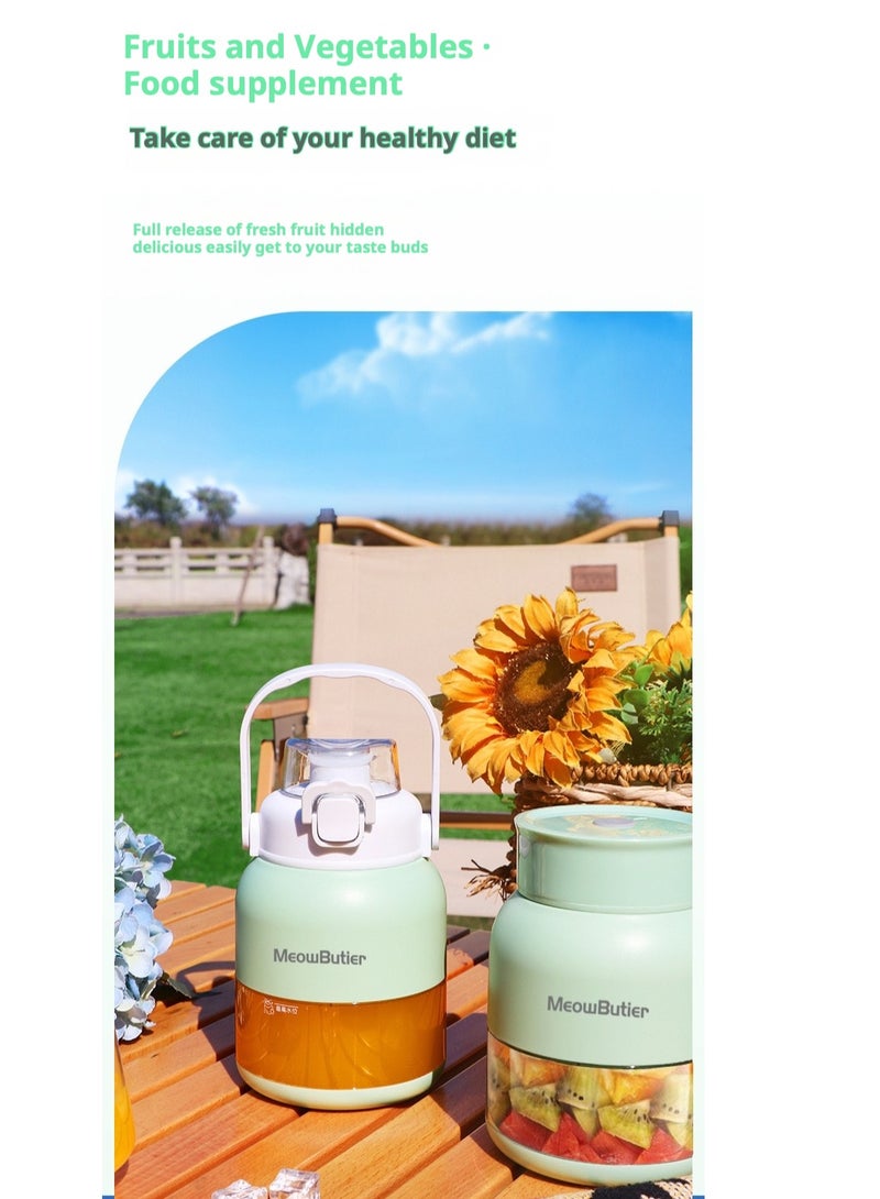 Juice Maker Rchargeable Portable Blender Cup with 10 Blades, 60 Second Fruit-Crushing Power Green 1pcs  - Image 1