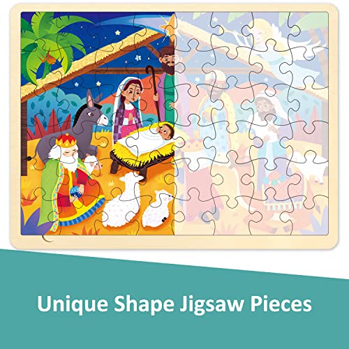 MoinKidz Wooden Nativity Puzzle for Kids Ages 35 48 Piece Puzzles for Kids Ages 48 with Tray Nativity Set Toddler Christmas Wooden Jigsaw Puzzle for 3 4 5 6 7 8 Year Old - Image 5